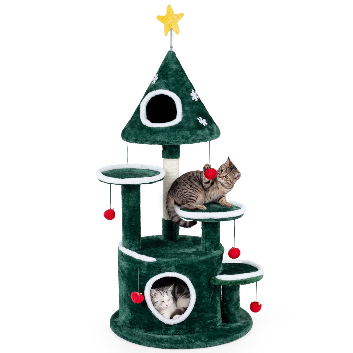 50" Christmas Cat Tree with 2 Condos and Sisal Scratching Post - view 4