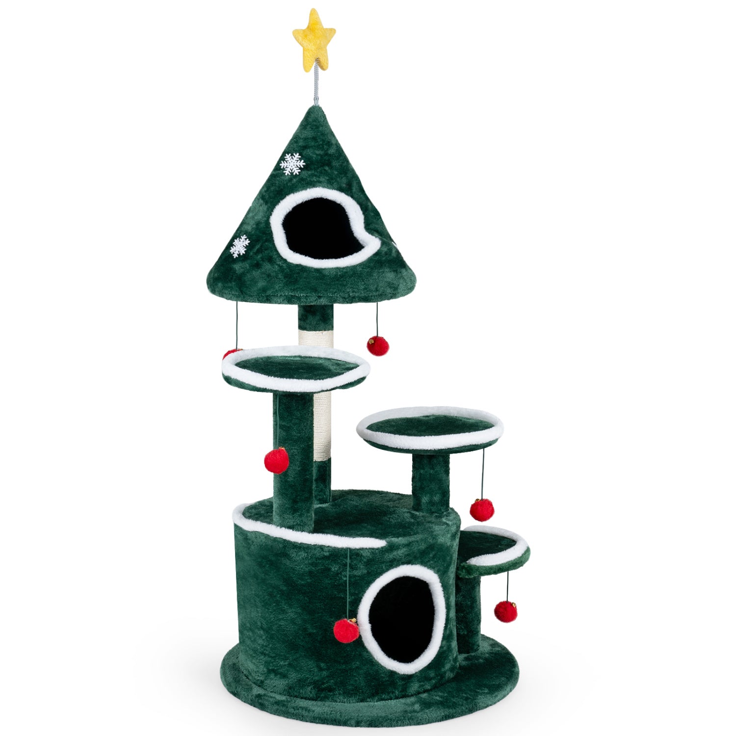 50" Christmas Cat Tree with 2 Condos and Sisal Scratching Post - view 6