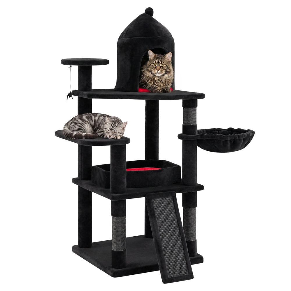 50 Inch Gothic Multi-level Cat Tree with House for Indoor Cats - view 4
