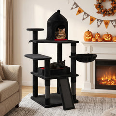 50 Inch Gothic Multi-level Cat Tree with House for Indoor Cats - view 3
