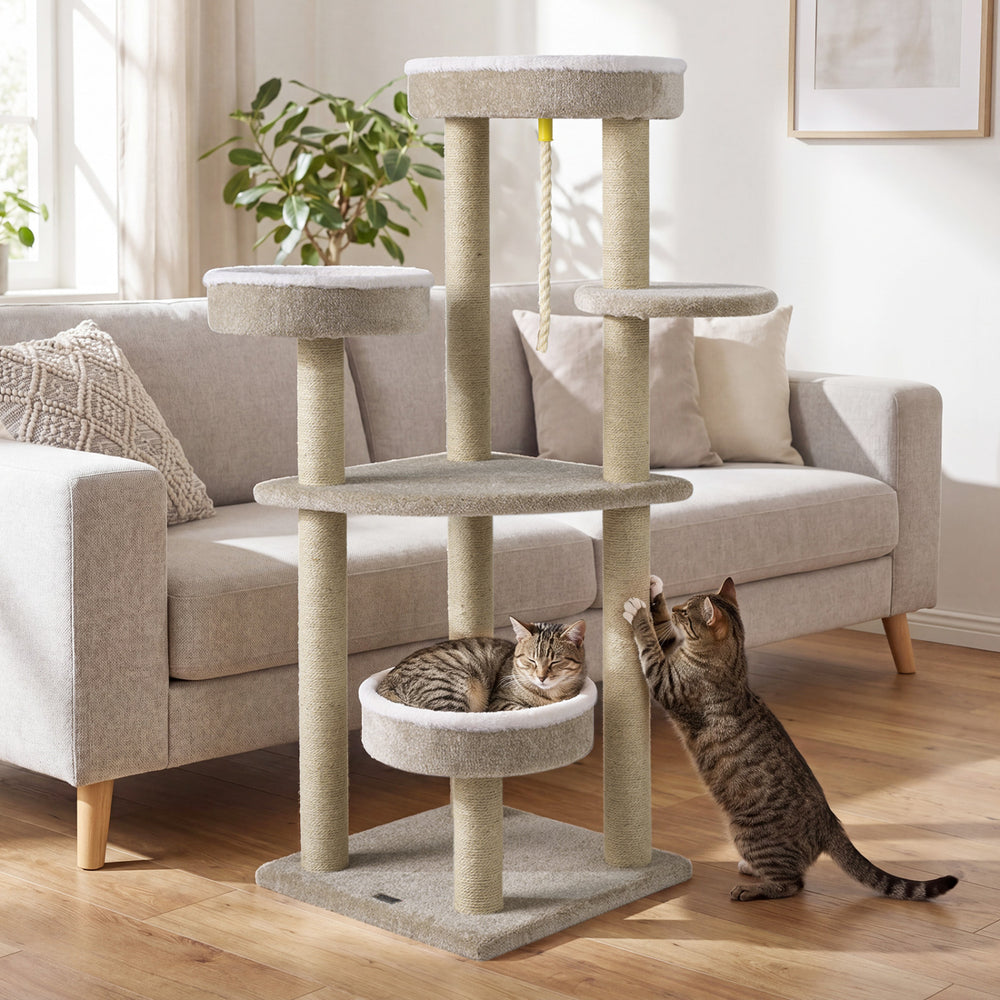 51"Carpeted Cat Tree with Comfy Plush Perches for Indoor Cats - view 3