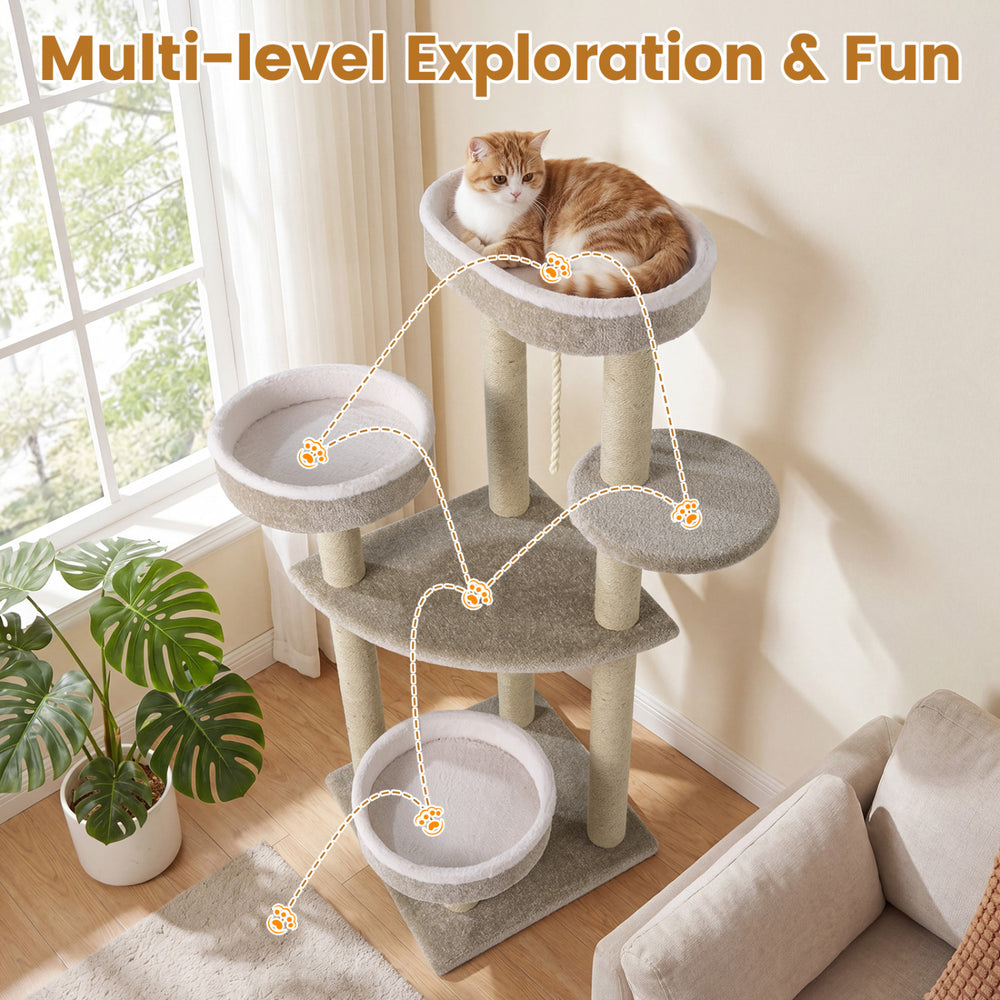 51"Carpeted Cat Tree with Comfy Plush Perches for Indoor Cats - view 6