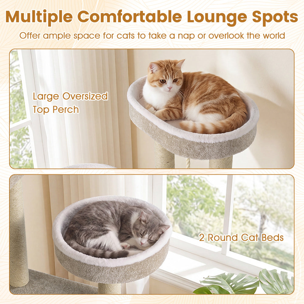 51"Carpeted Cat Tree with Comfy Plush Perches for Indoor Cats - view 7
