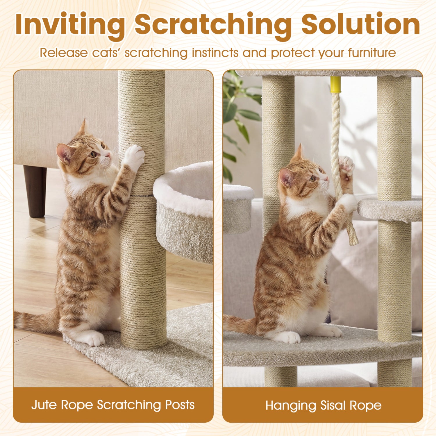 51"Carpeted Cat Tree with Comfy Plush Perches for Indoor Cats - view 8
