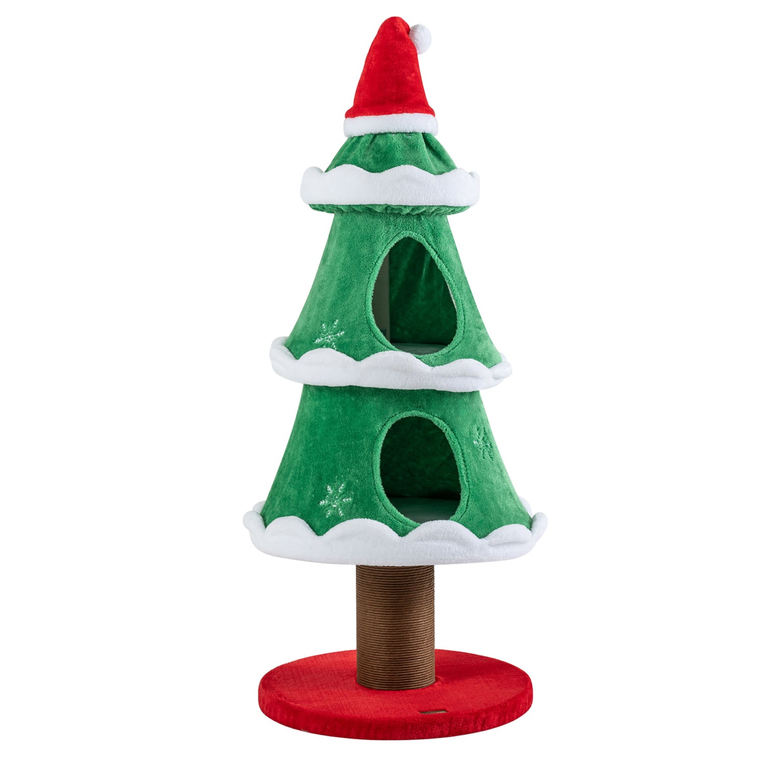 51" Christmas Cat Tree with 2 Cozy Condos and Scratching Post for Pets - view 4