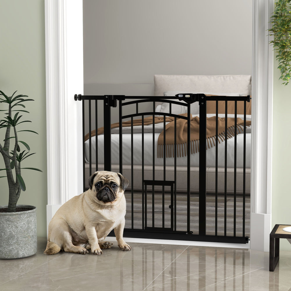Auto-Close Pet Gate, Stair Gate with Cat Door, Double Locking for Doorways - view 7