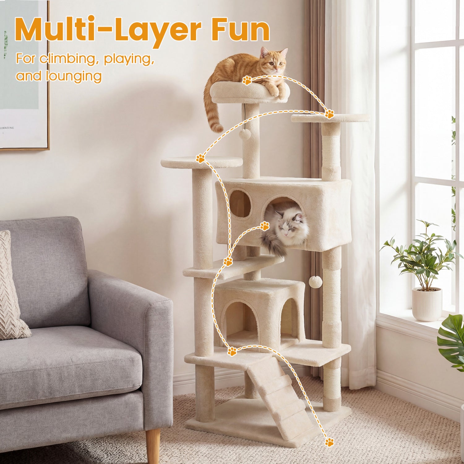 52 Inch Tall Cat Tree Tower for Indoor Cats - view 5