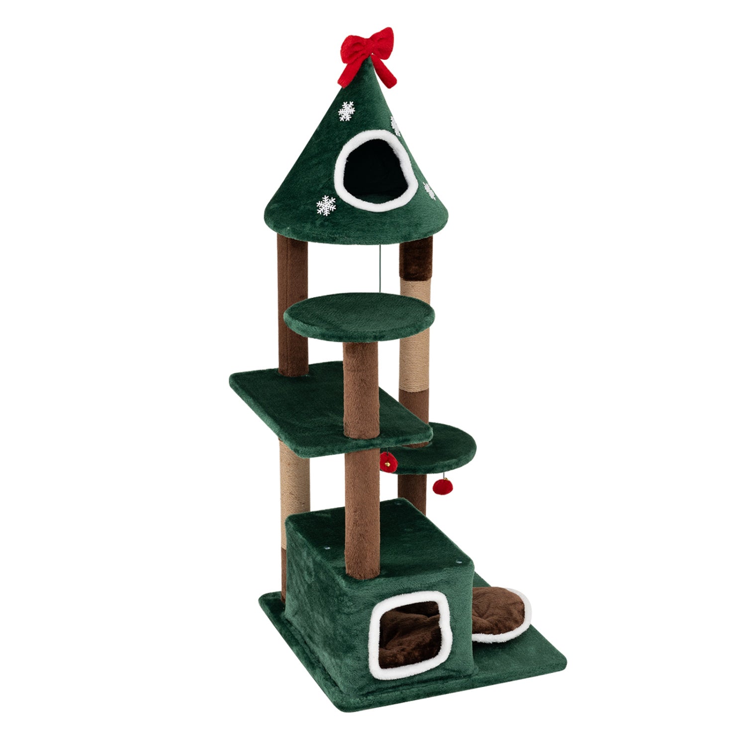 54"Christmas Cat Tree with 2 Condos and Removable Cushion - view 4