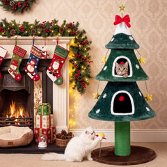 54 Inch Christmas Cat Tree with 2 Private Condos for Indoor Cats - view 2
