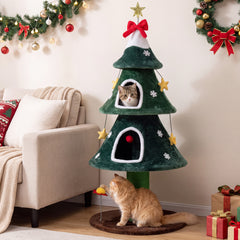 54 Inch Christmas Cat Tree with 2 Private Condos for Indoor Cats - view 3