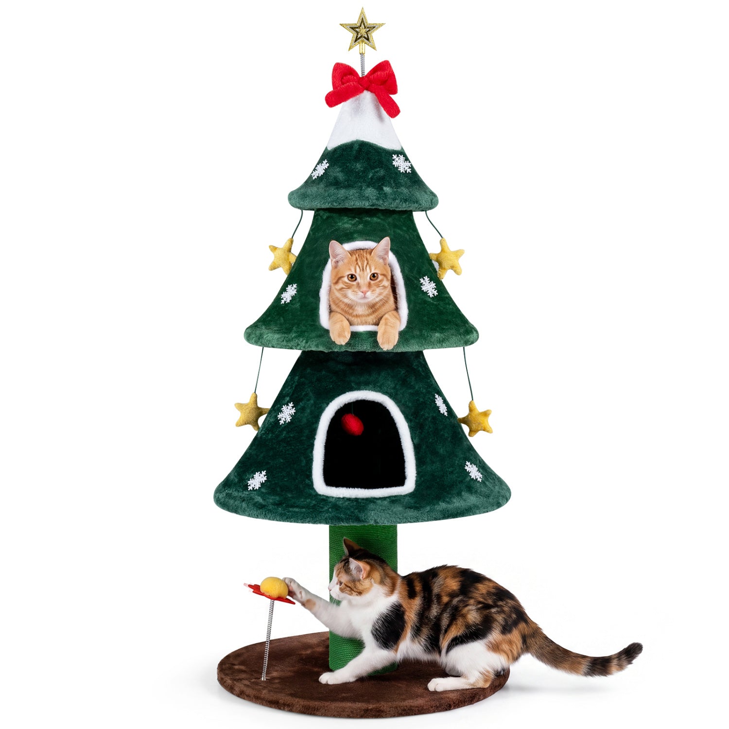 54 Inch Christmas Cat Tree with 2 Private Condos for Indoor Cats