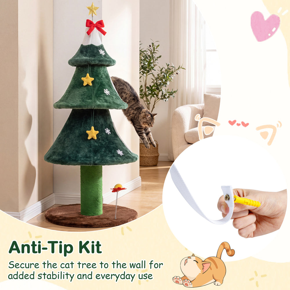 54 Inch Christmas Cat Tree with 2 Private Condos for Indoor Cats - view 6