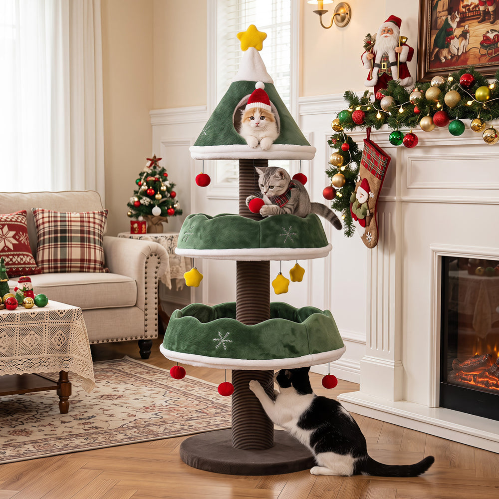 56.5 Inch Multi-Level Cat Tower with Fully-wrapped Scratching Posts Cat Tree - view 2