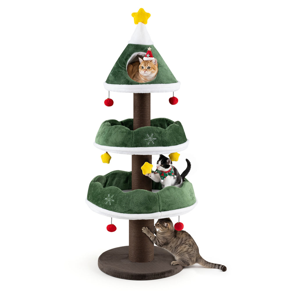56.5 Inch Multi-Level Cat Tower with Fully-wrapped Scratching Posts Cat Tree - view 4