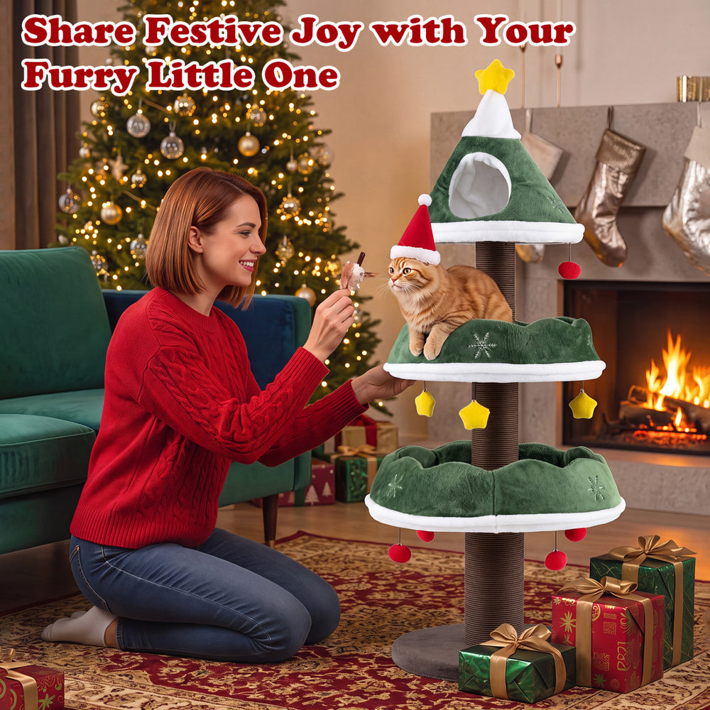 56.5 Inch Multi-Level Cat Tower with Fully-wrapped Scratching Posts Cat Tree - view 6