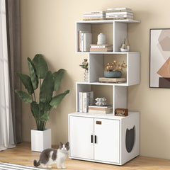 56 Inch Tall Cat Litter Box Enclosure with Storage Cat House - view 3