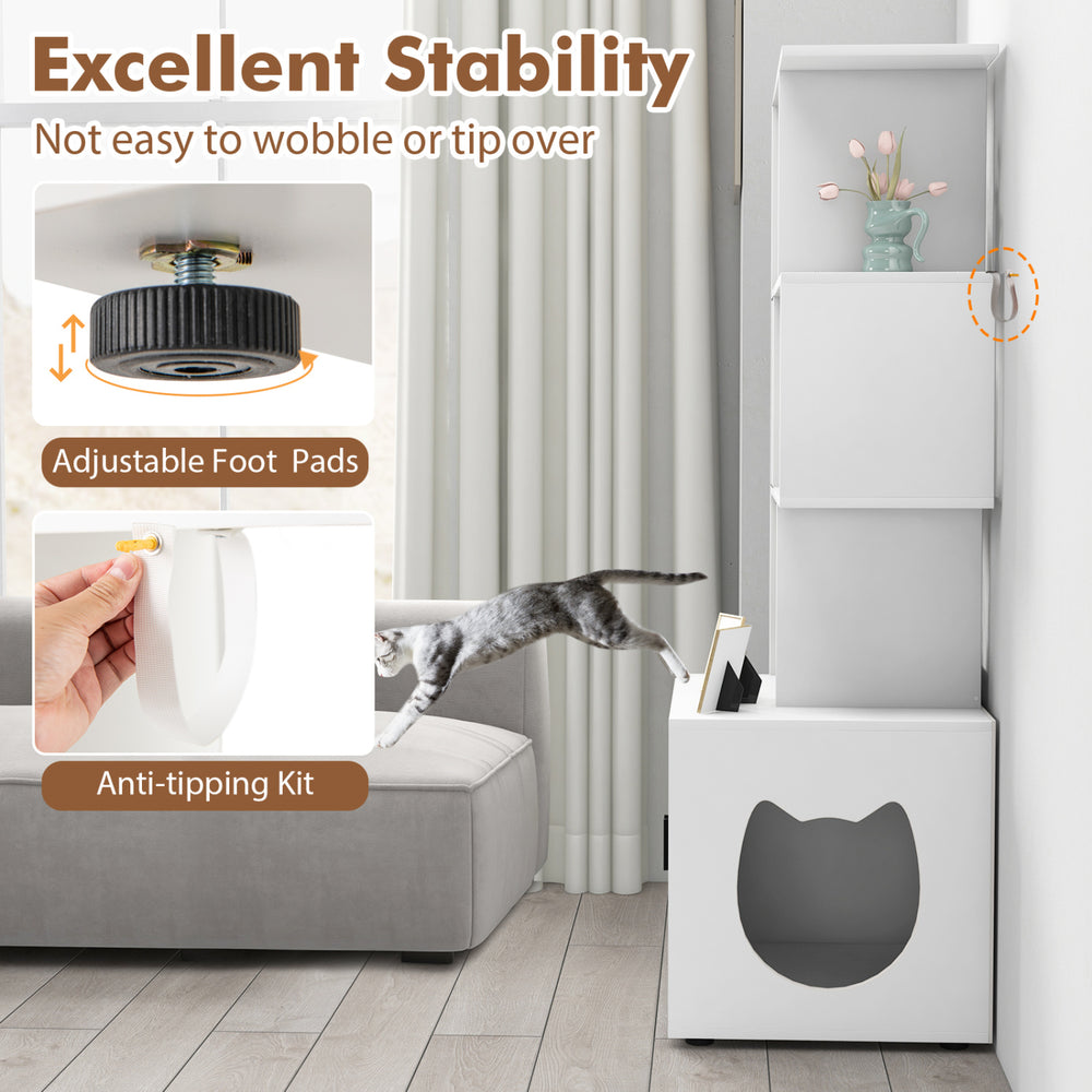 56 Inch Tall Cat Litter Box Enclosure with Storage Cat House - view 8