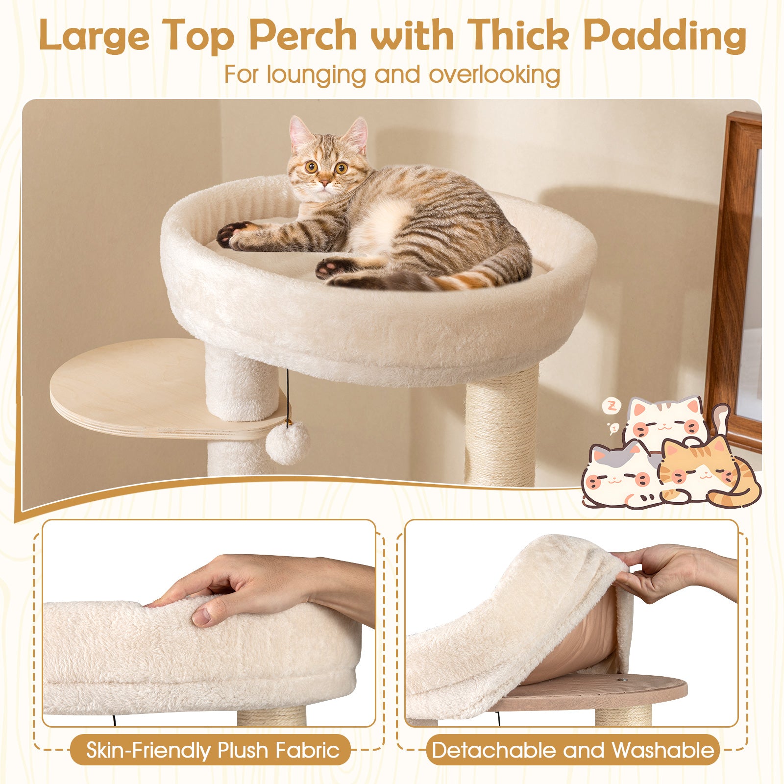 56 Inch Tall Cat Tree with 2 Sisal Scratching Posts and Ladder - view 7