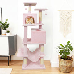 57 Inch Cat Tree with Dual Condos and Hammock and 2 Dangling Balls - view 2