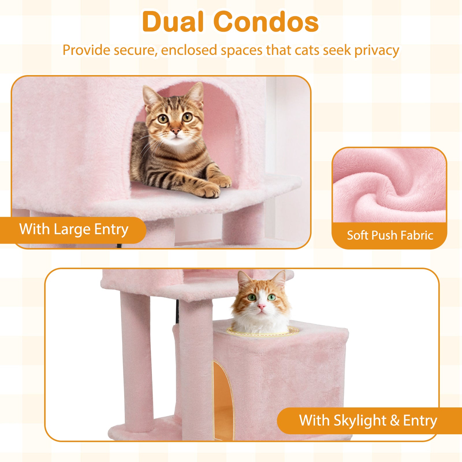 57 Inch Cat Tree with Dual Condos and Hammock and 2 Dangling Balls - view 7