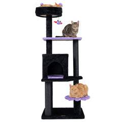 57" Spooky Cat Tower with Padded Perch and Spider-shaped Hanging Toy Cat Tree - view 4