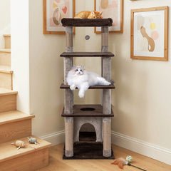 58 Inch Large Multi-level Cat Tree with Swaying Aerial Condo and Plush Perch Bed - view 3