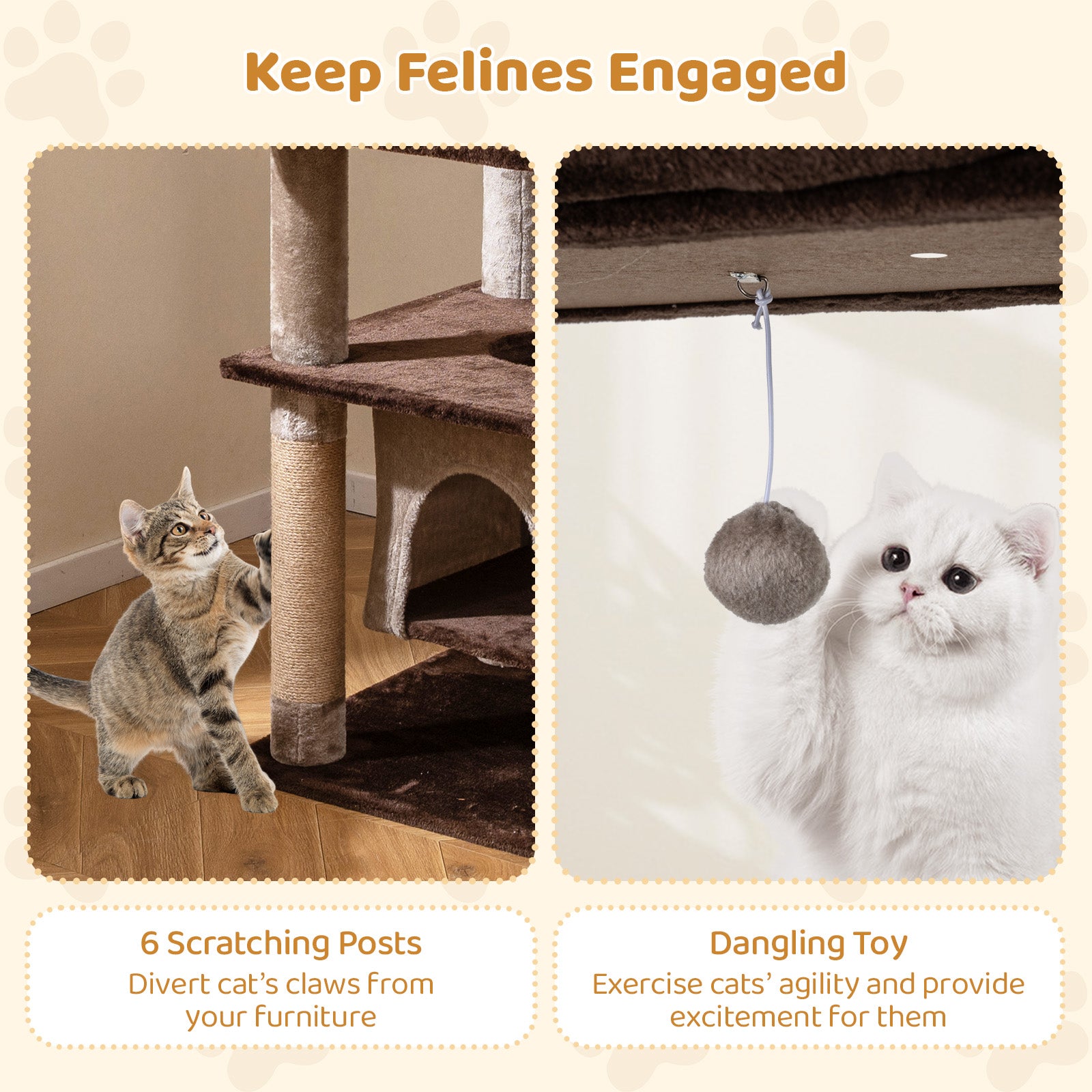 58 Inch Large Multi-level Cat Tree with Swaying Aerial Condo and Plush Perch Bed - view 8