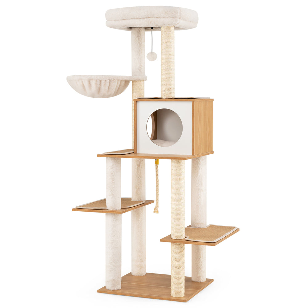 58 Inch Tall Modern Cat Tree with Sisal Scratching Posts - view 4