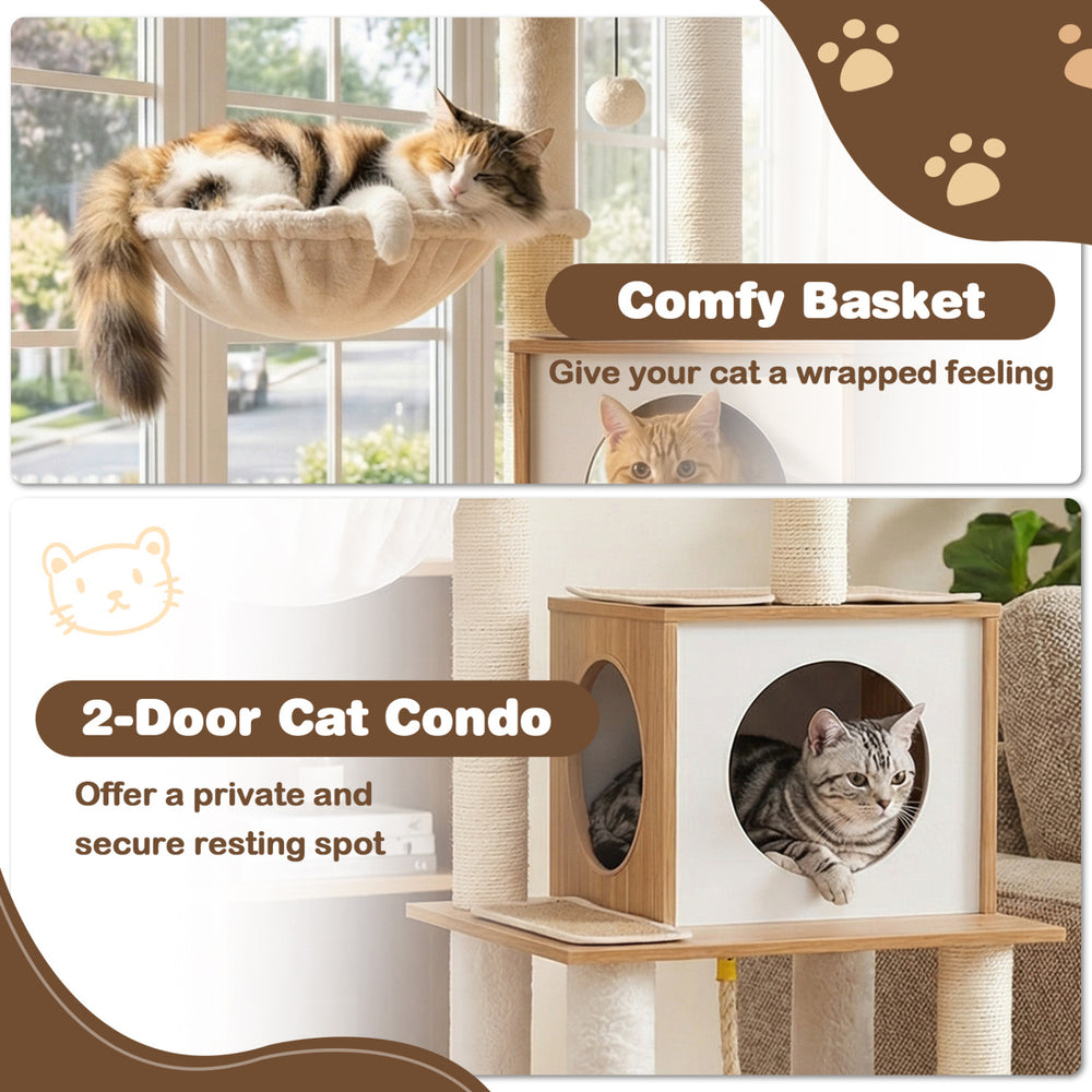 58 Inch Tall Modern Cat Tree with Sisal Scratching Posts - view 6