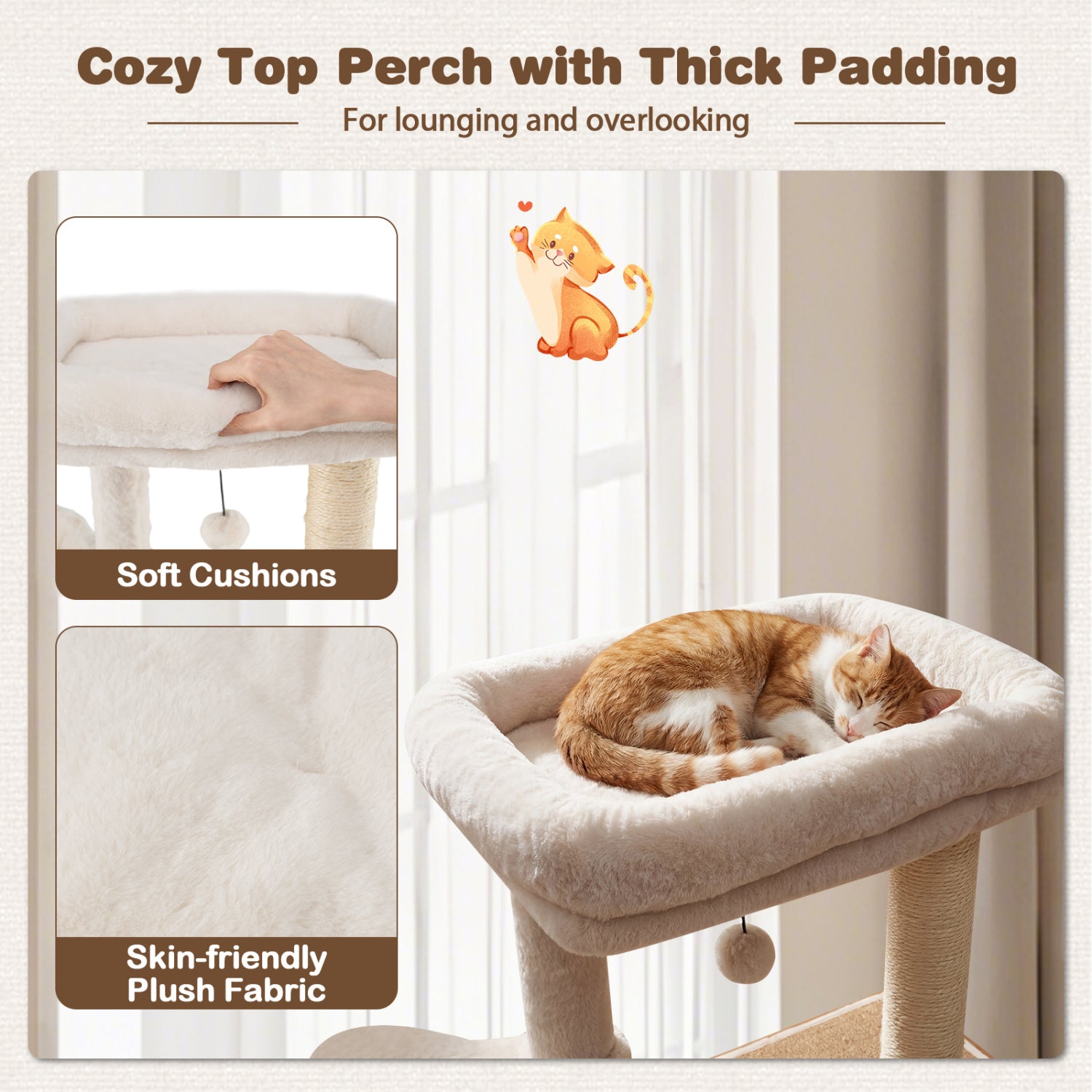 58 Inch Tall Modern Cat Tree with Sisal Scratching Posts - view 7