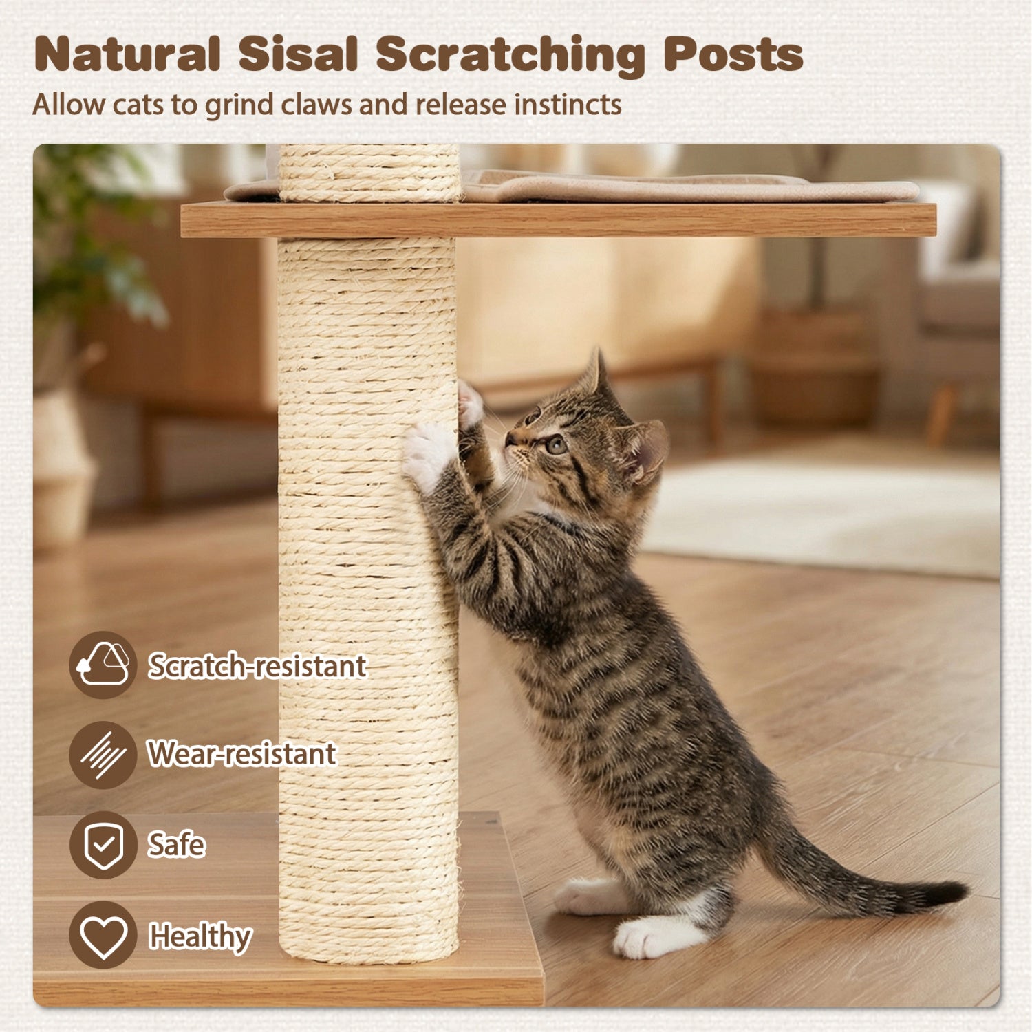 58 Inch Tall Modern Cat Tree with Sisal Scratching Posts - view 8