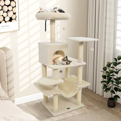 58" Multi-Level Cat Tree Soft Plush Cat Tower with Padded Top Perch - view 2