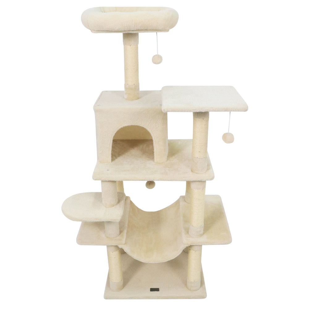 58" Multi-Level Cat Tree Soft Plush Cat Tower with Padded Top Perch - view 3