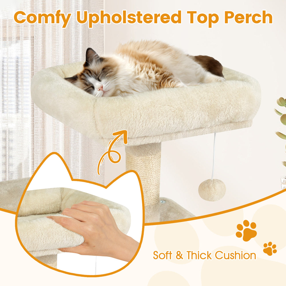 58" Multi-Level Cat Tree Soft Plush Cat Tower with Padded Top Perch - view 7