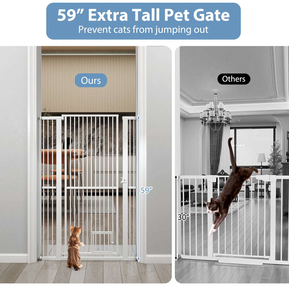 59" Extra Tall Pet Gate Heavy-Duty Metal Cat Gate with Wide Opening - view 7