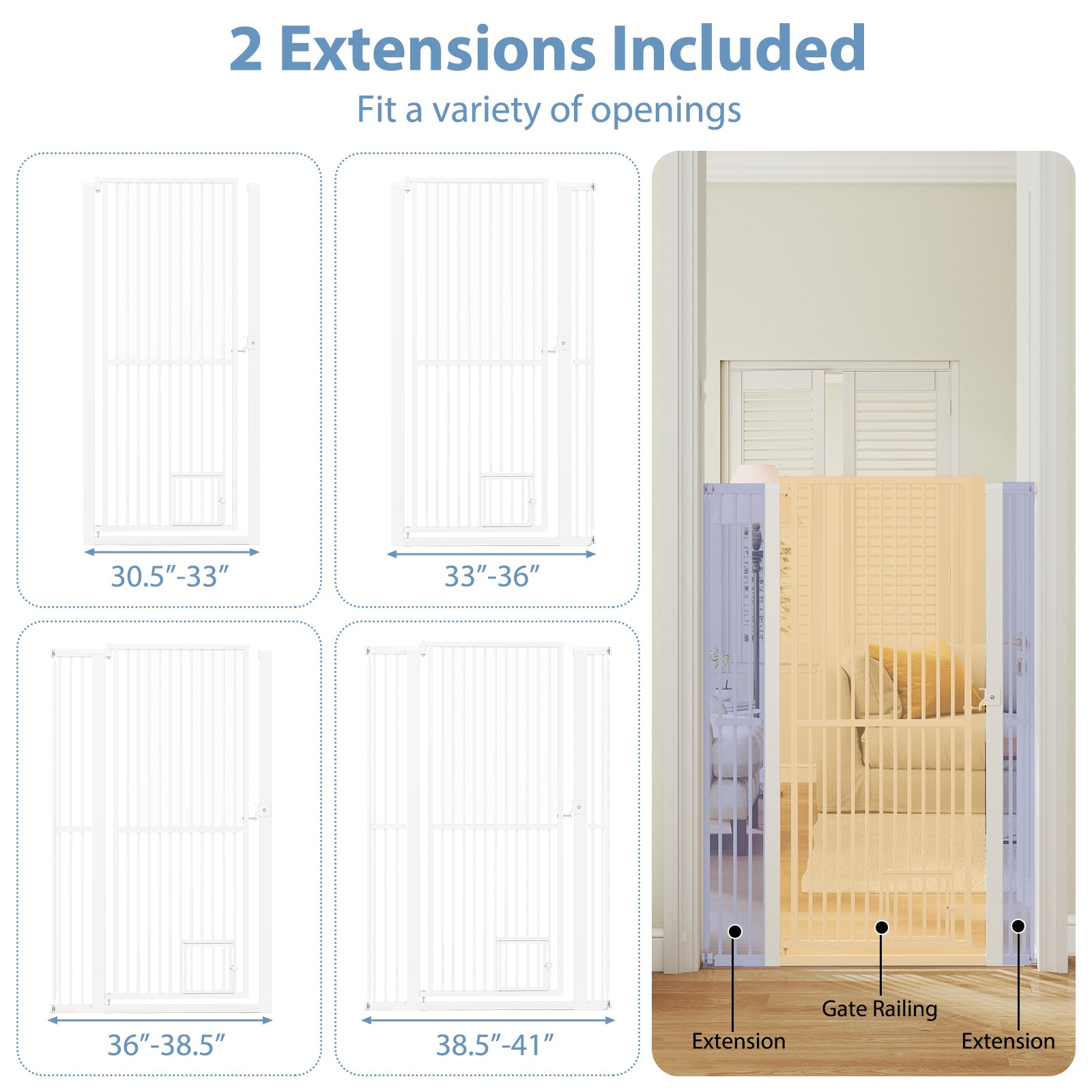 59" Extra Tall Pet Gate Heavy-Duty Metal Cat Gate with Wide Opening - view 8