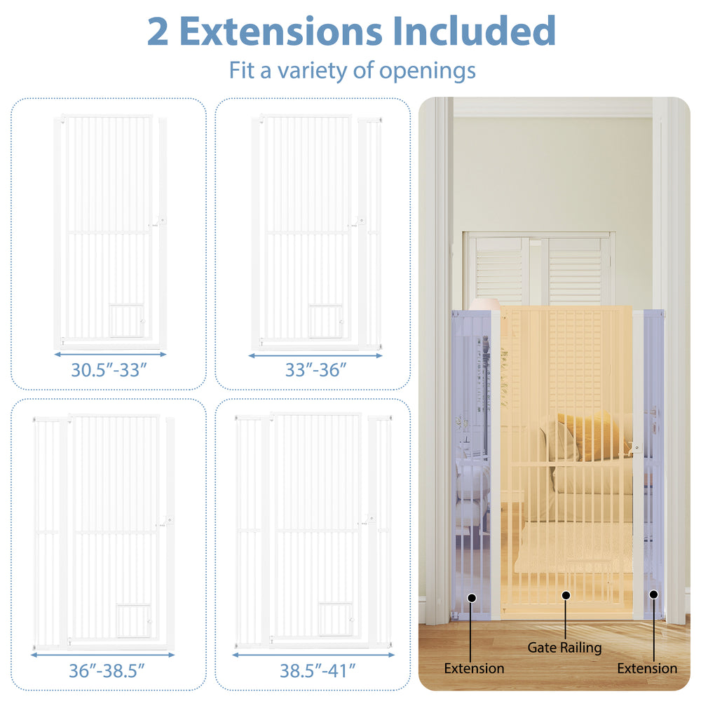 59" Extra Tall Pet Gate Heavy-Duty Metal Cat Gate with Wide Opening - view 8