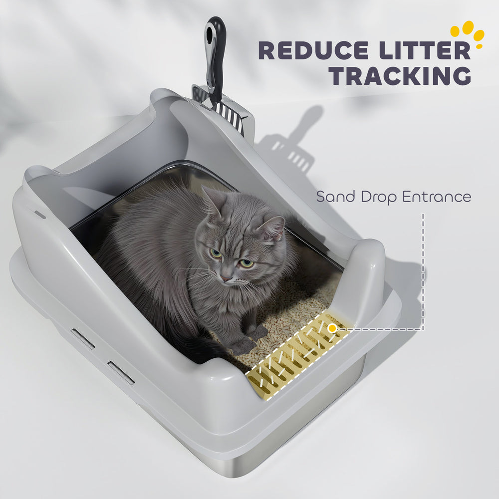 Cat Litter Box Stainless Steel with Metal Litter Scoop, Never Absorbs Odors - view 6