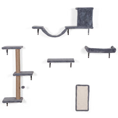 5-in-1 Cat Wall Shelves with Condo Bridge Perch Platform Scratching Post