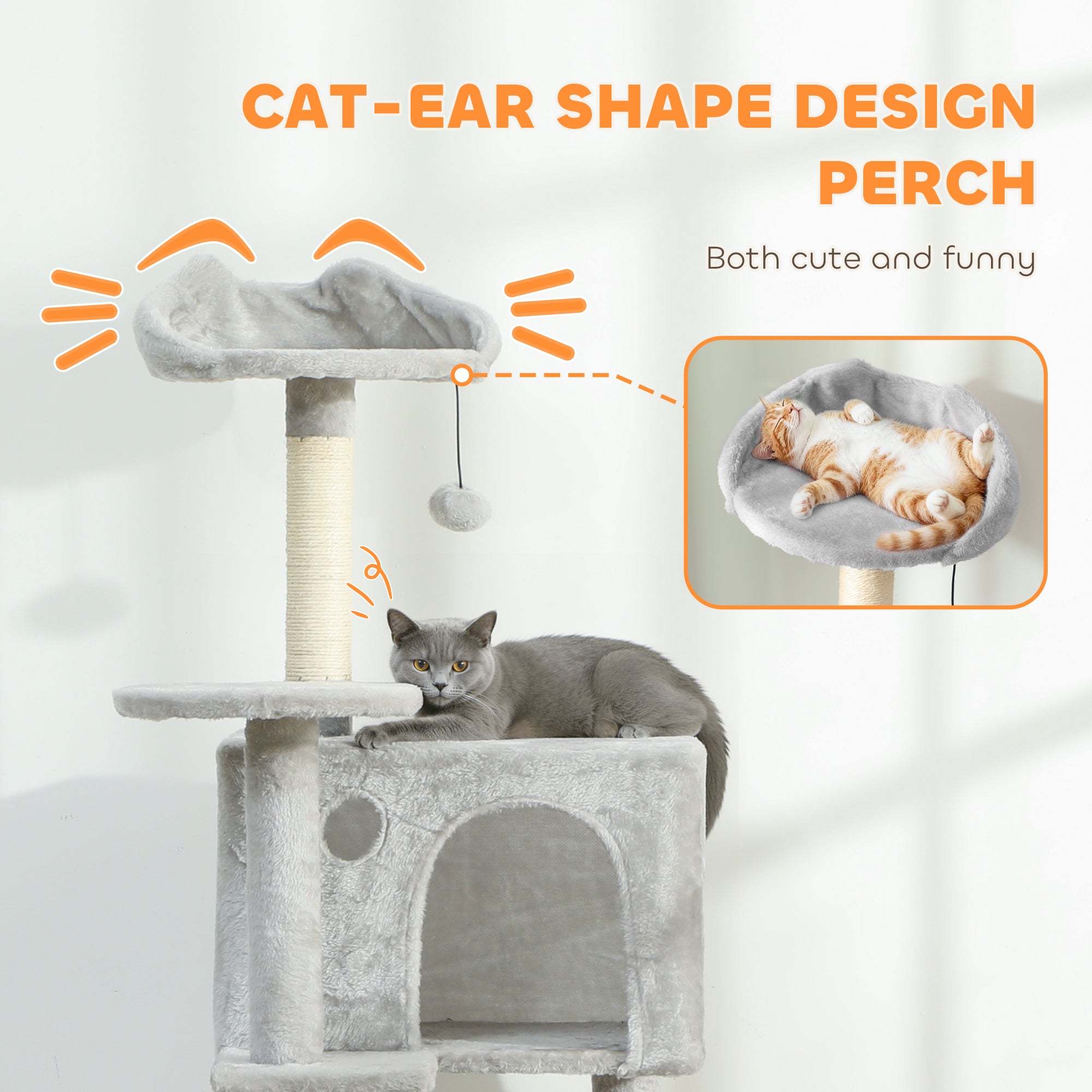 63 Inch Cat Tree with Sisal Scratching Posts, Condos, Plush Perches, Hammock - view 4