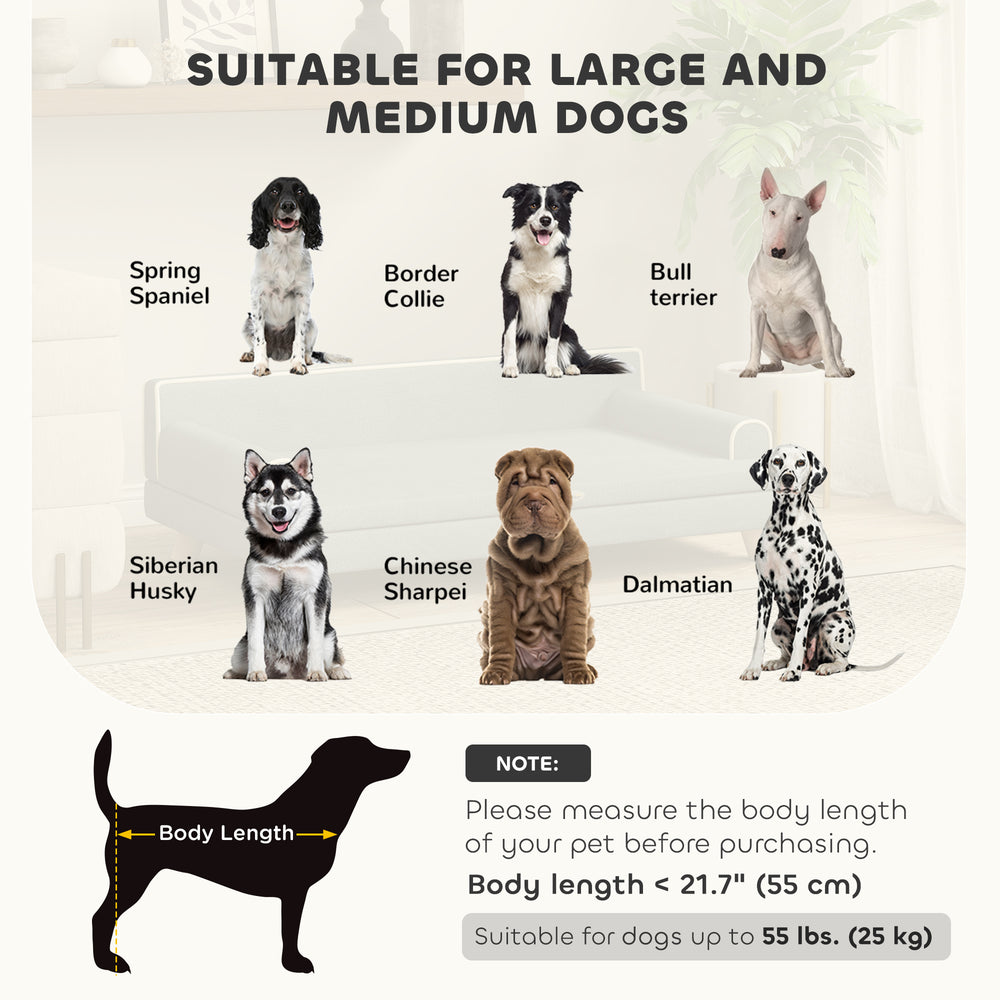 Elevated Dog Sofa Bed, Cat Couch with Cushion, Washable Cover, Wooden Legs - view 3