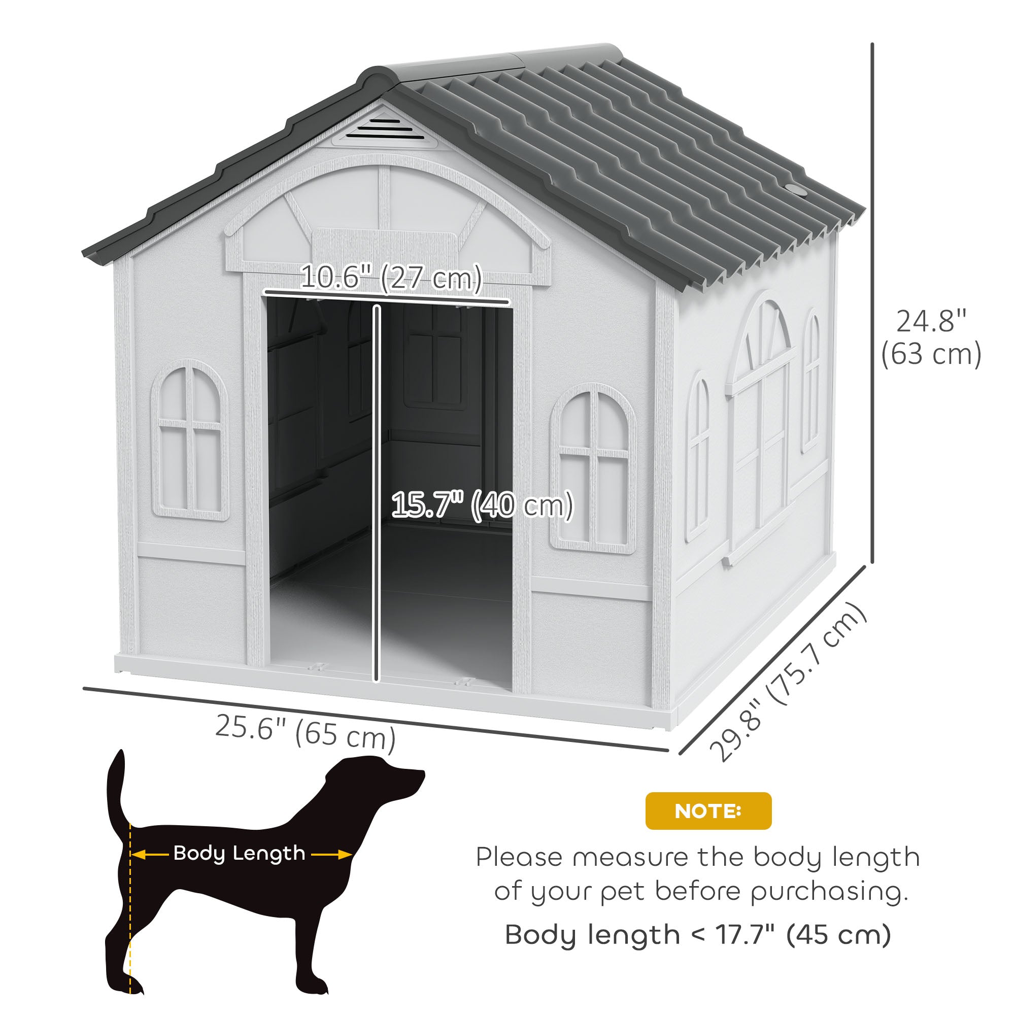 26" Plastic Dog House Outdoor with Air Vents, for Small Medium Dogs Dog Crate - view 2