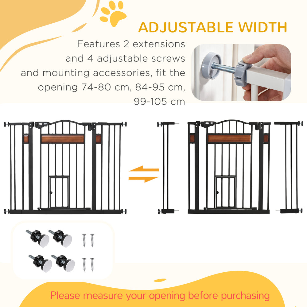 29.1''-41.3'' Extra Wide Dog Gate with Cat Door, Stair Pressure Fit, Auto - view 5