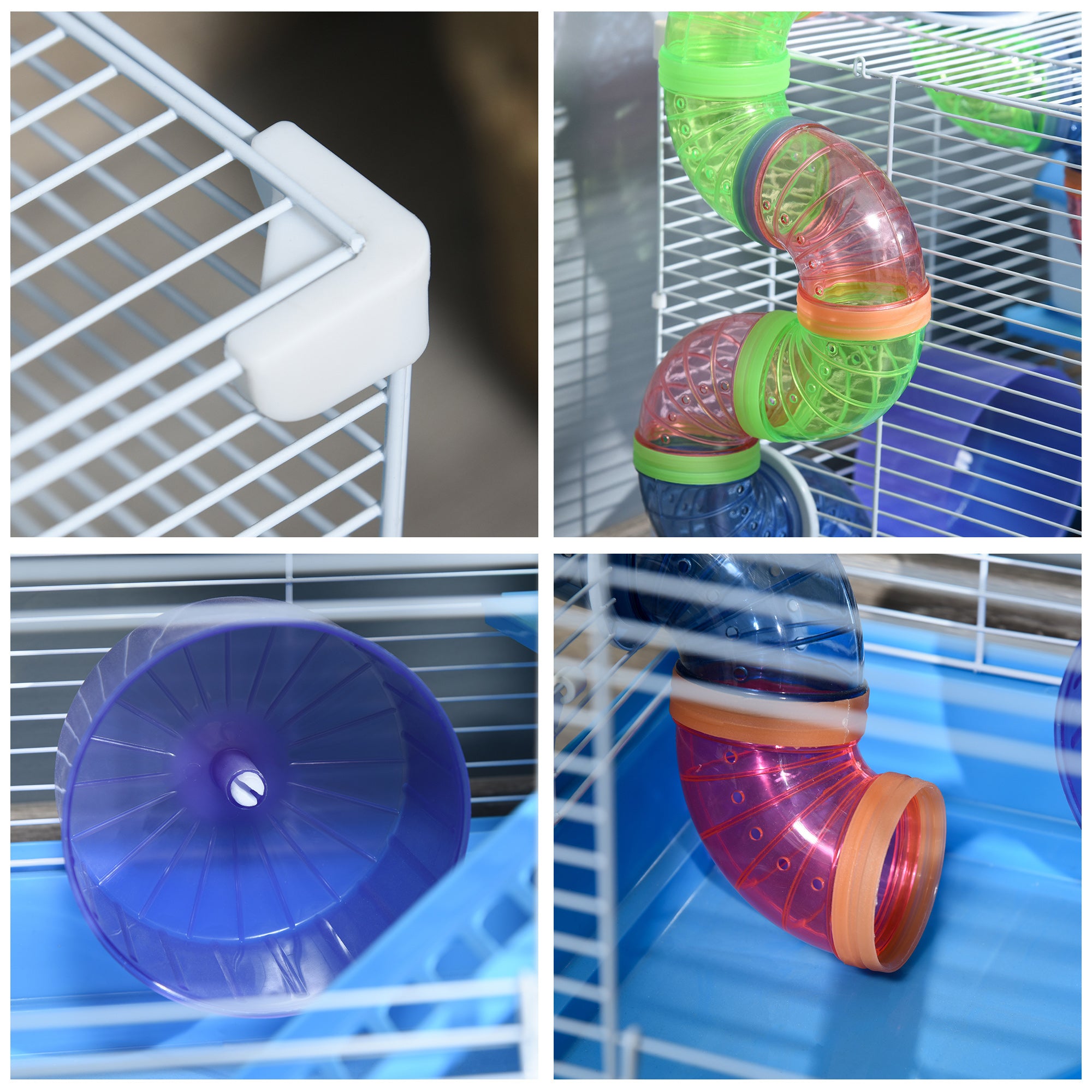 18"L Hamster Cage, Small Animal House, 2-Level Rat Gerbil Haven with Tunnel - view 7