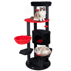 60" Gothic Cat Tower with Plush Perch and Spider Hanging Toys for Black - view 4