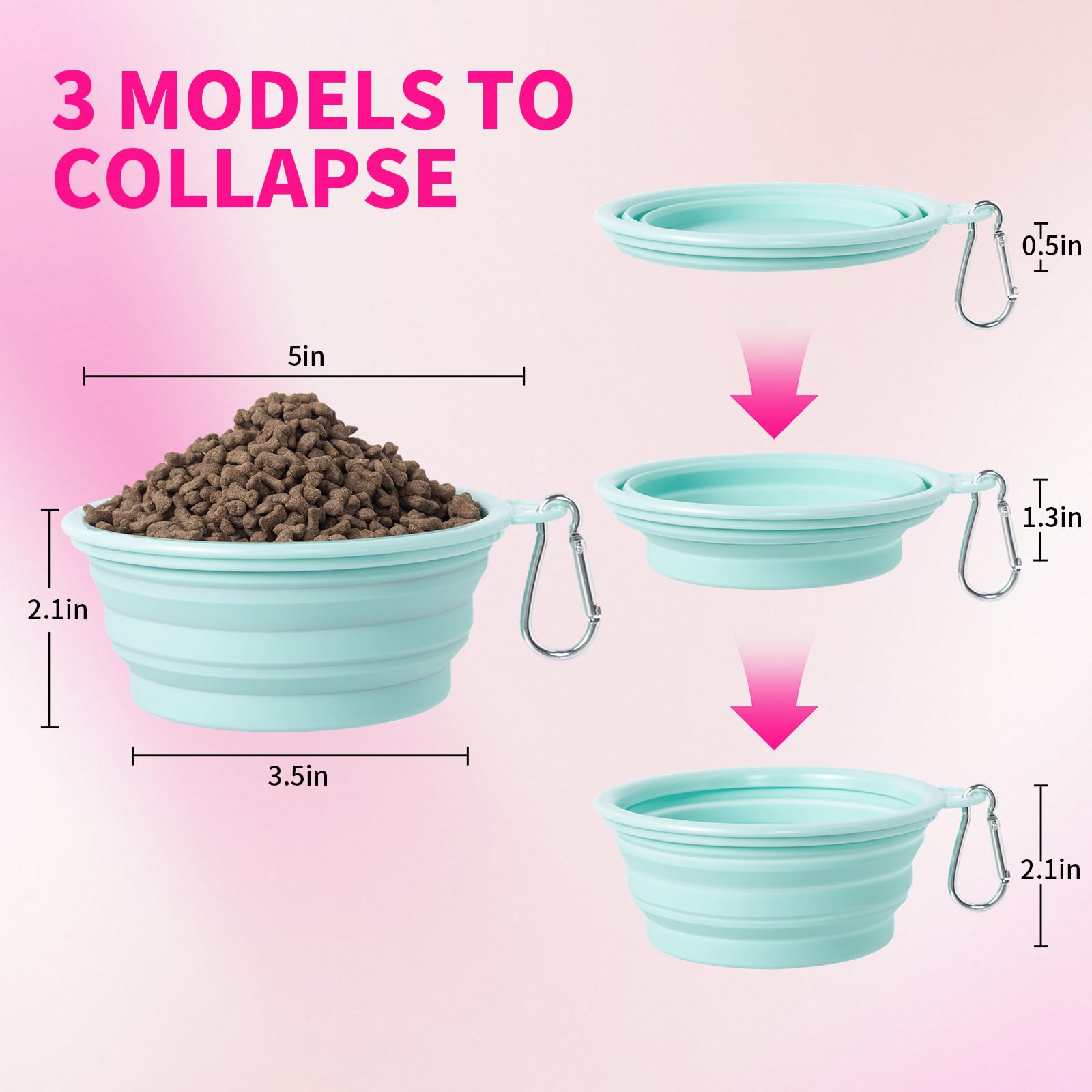 SLSON Collapsible Dog Bowls 2-Pack | Macaron Silicone Travel Pet Bowls - feature view 7