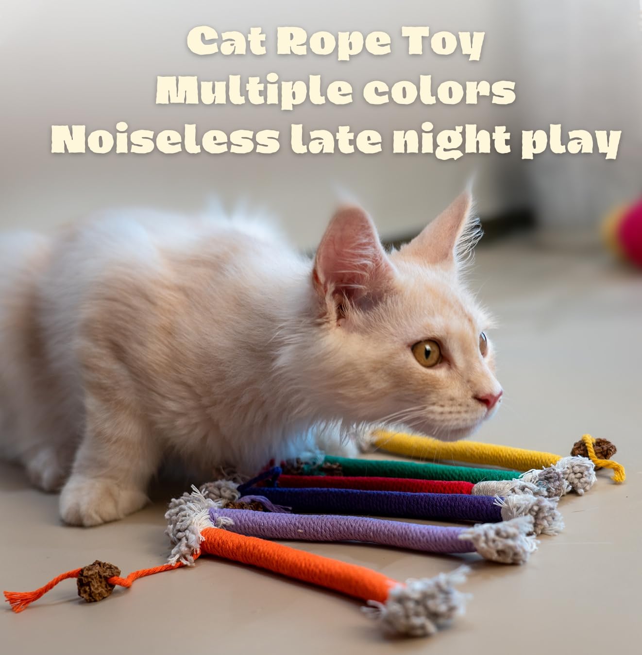 Petelligent 3-Pack Bent Cat Rope Toys | Cotton Rope, Pom Pom & Catnip - feature view 23