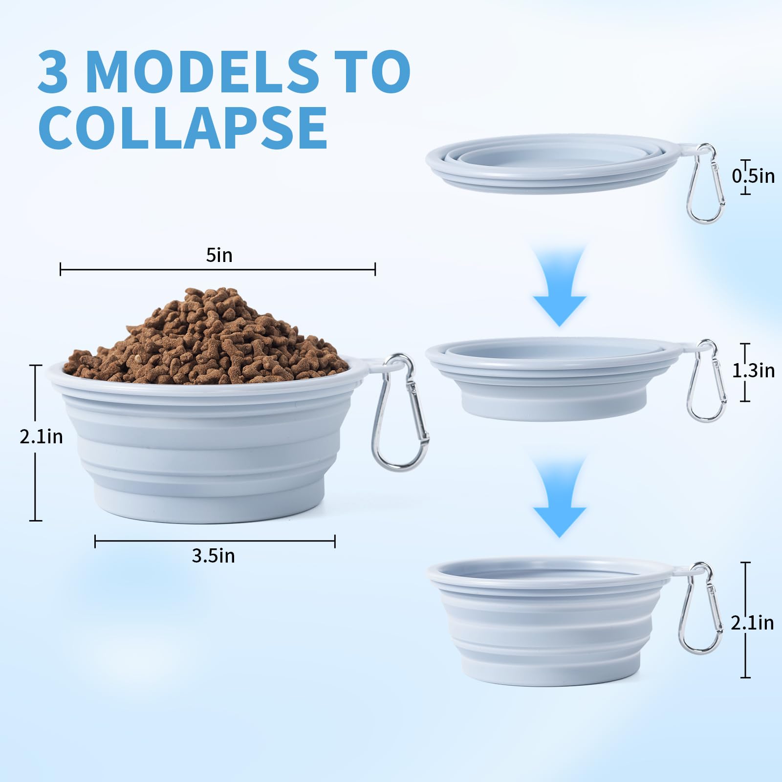 SLSON Collapsible Dog Bowls 2-Pack | Macaron Silicone Travel Pet Bowls - feature view 14