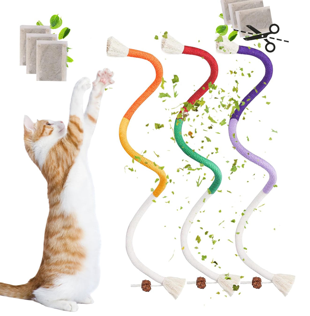 Petelligent 3-Pack Bent Cat Rope Toys | Cotton Rope, Pom Pom & Catnip - feature view 18