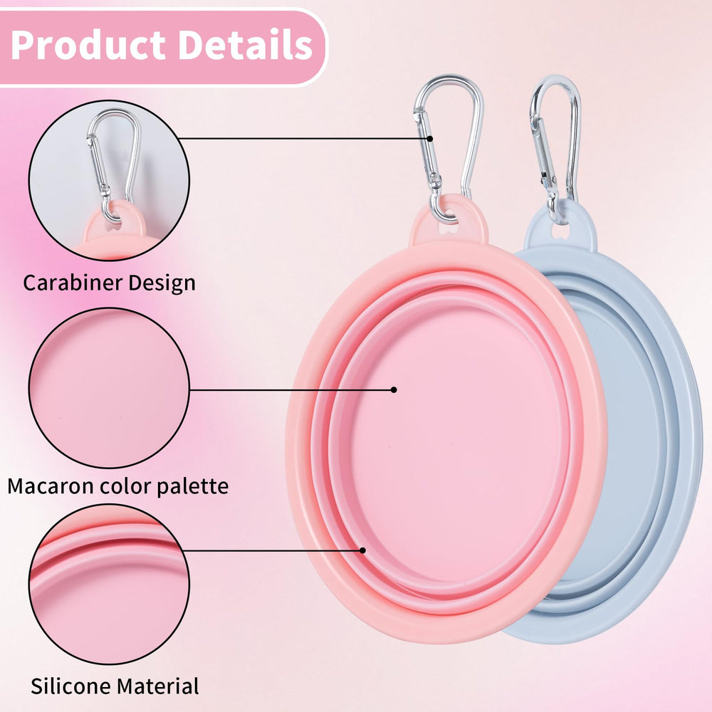 SLSON Collapsible Dog Bowls 2-Pack | Macaron Silicone Travel Pet Bowls - feature view 21